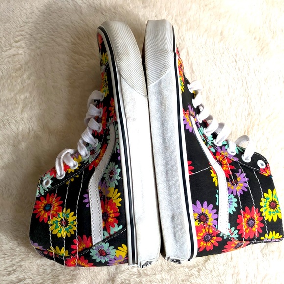 Vans Hightop Black Floral Peace Pace Pax Laceup Size 7.5 women 6 men - Picture 10 of 14